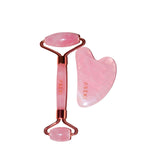 Natural Rose Quartz Roller And Gua -Sha Gift Set with Free Headband